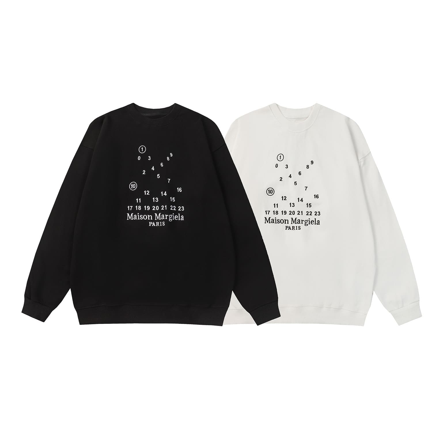 Maison Margiela MM6 Embroidered Letter Crew Neck Terry Sweater for Men