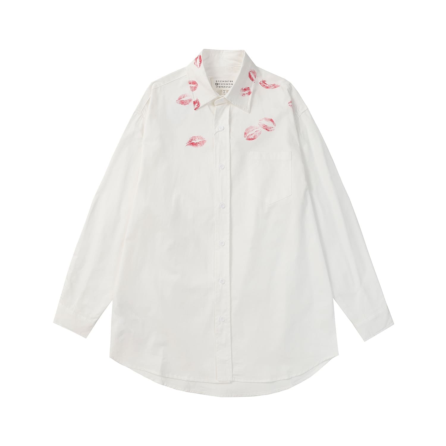 Maison Margiela MM6 Lips Lipstick Print Long Sleeve Shirt for Men and Women