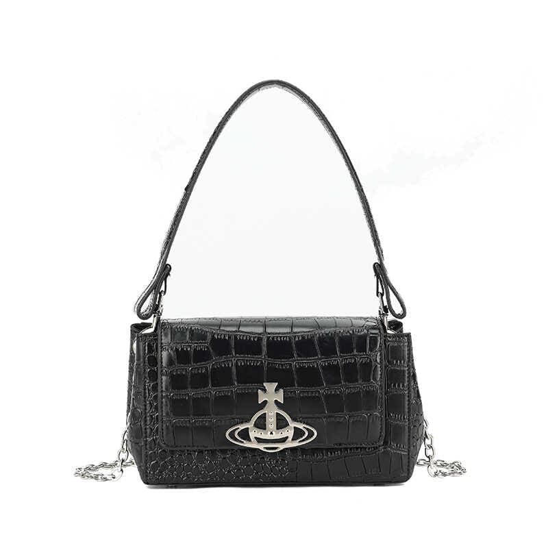 Vivienne Westwood Crocodile Pattern Small Square Bag Saturn Chain Shoulder Bag