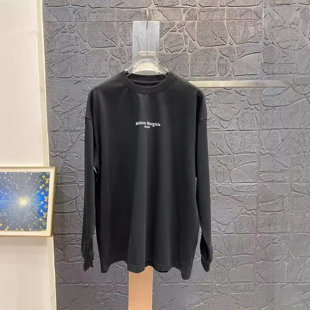 Maison Margiela MM6 Heavy Weight Letter Print Long Sleeve T-Shirt for Men