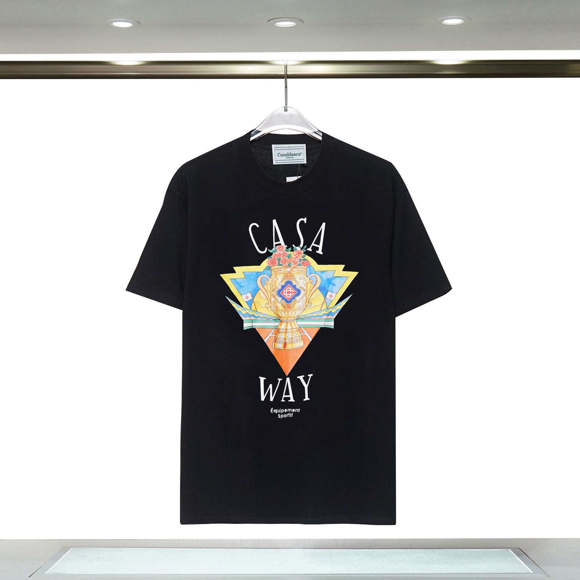 Casablanca Double Yarn Cotton Letter Print T-Shirt for Men and Women