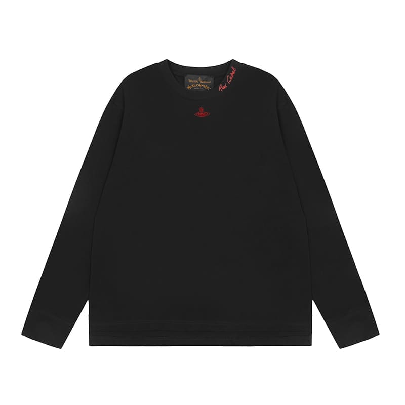 Vivienne Westwood Splash-Ink Embroidered Long Sleeve T-Shirt for Men and Women