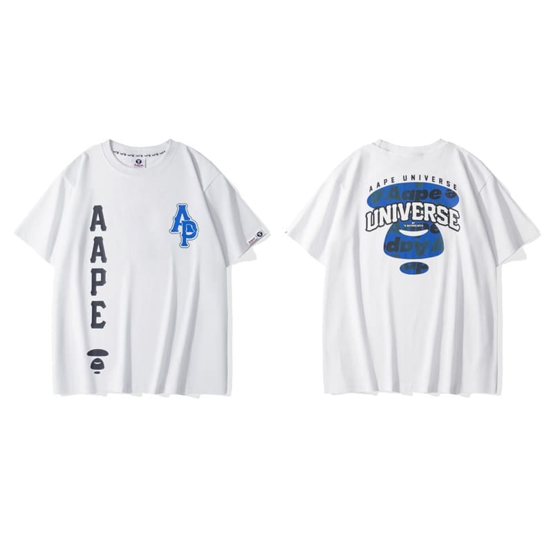 AAPE Ape Head Badge Short Sleeve Casual T-Shirt for Men and Women