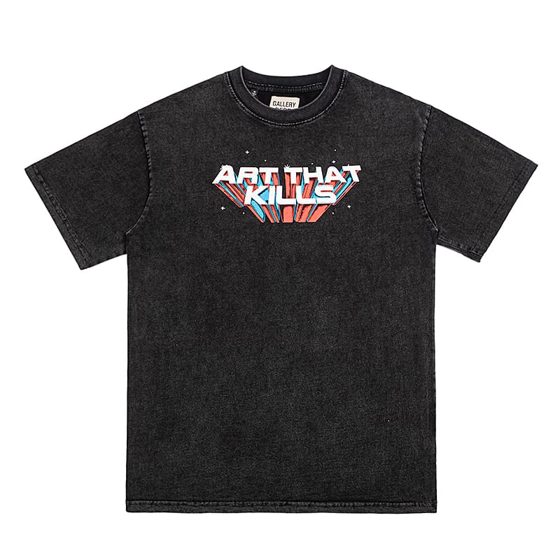 Gallery Dept Retro Paint-Splattered Graffiti Cotton T-Shirt for Men and Women