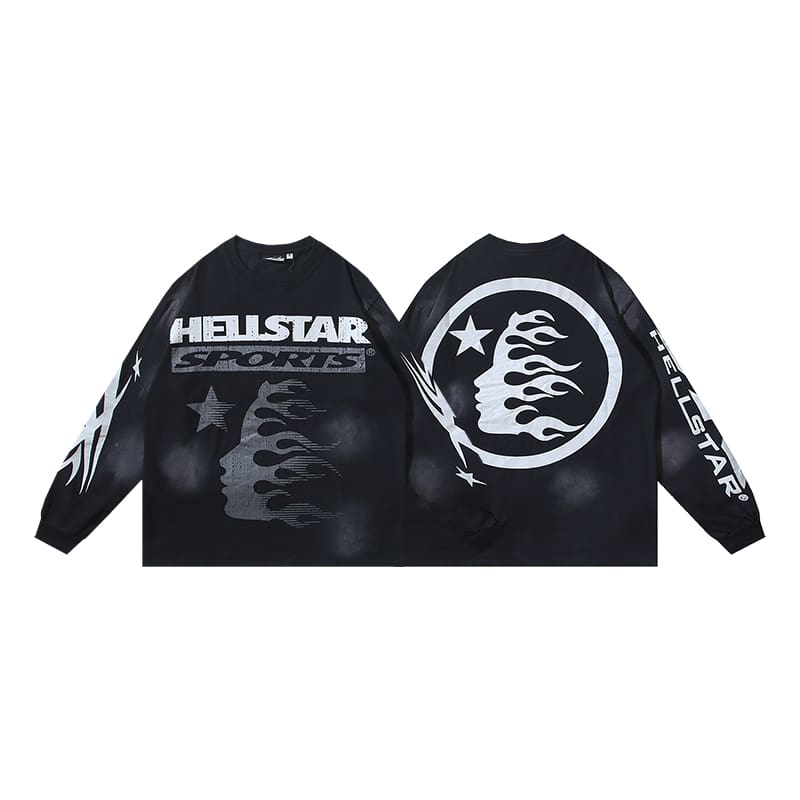 H*lst*r ins hip hop long sleeve t shirts american style hip hop trendy washed long sleeve t-shirt