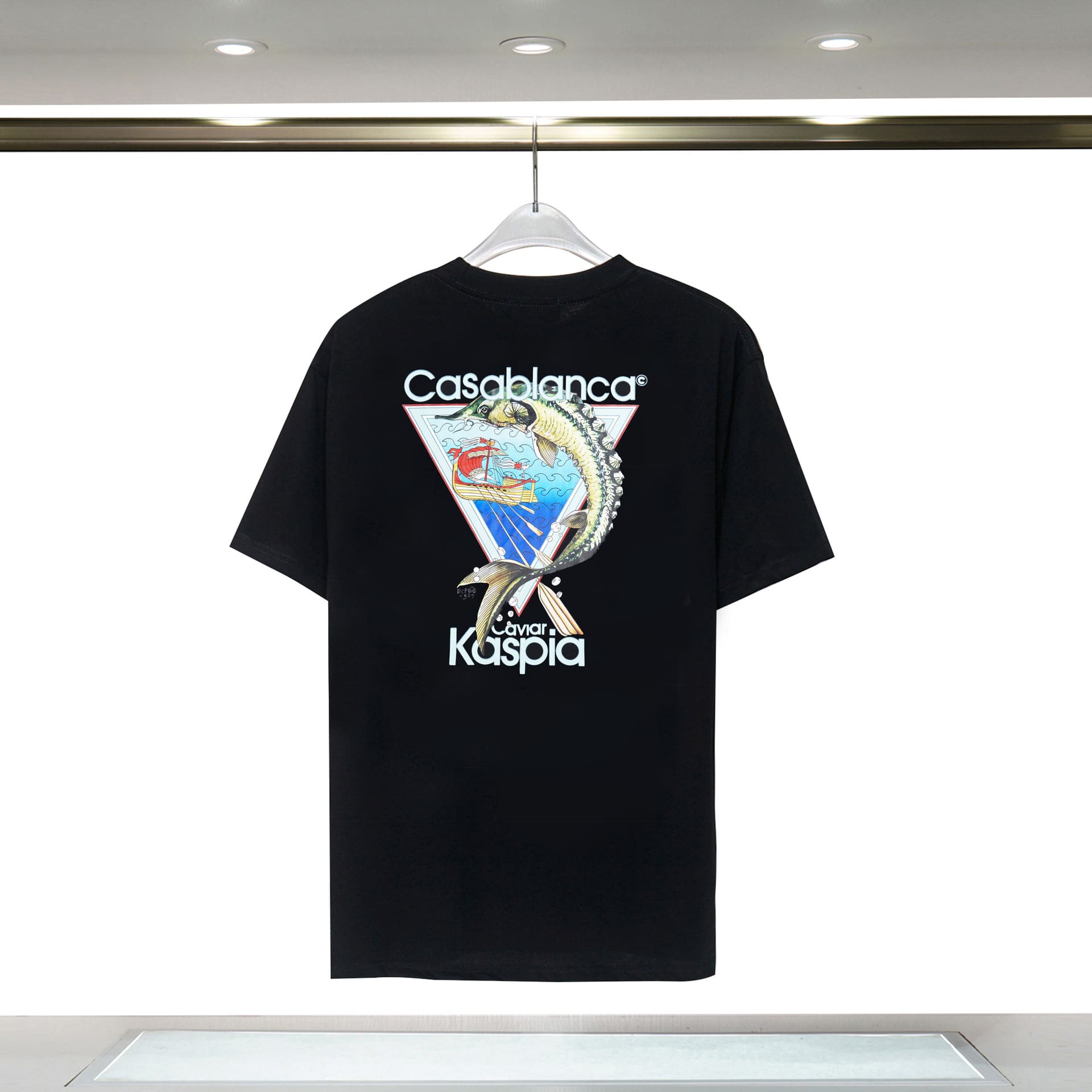 Casablanca Double Yarn Cotton Letter Print T-Shirt Trendy Style