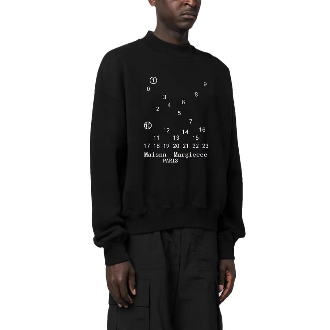 Maison Margiela MM6 Embroidered Letter Crew Neck Terry Sweater for Men