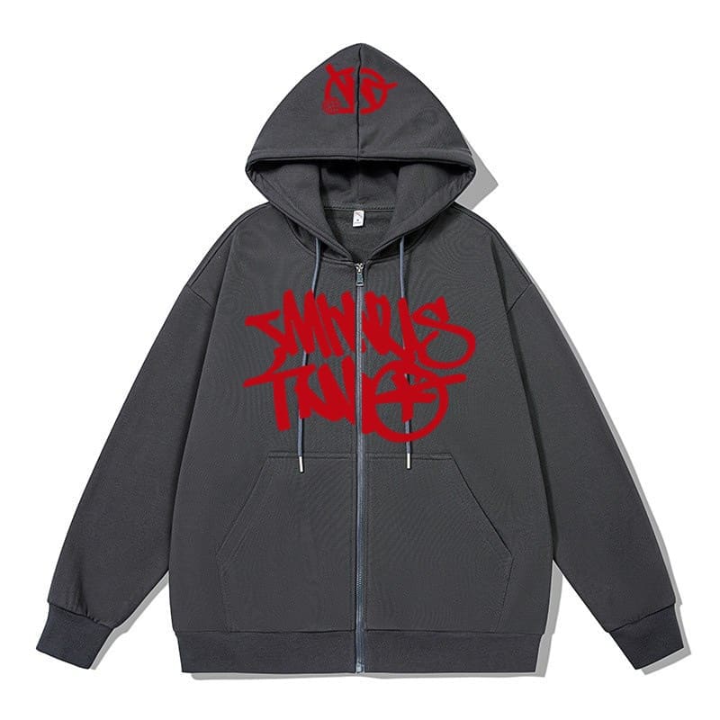 Minus Two Printed Cardigan Plus Size Hip Hop Zipper Jacket