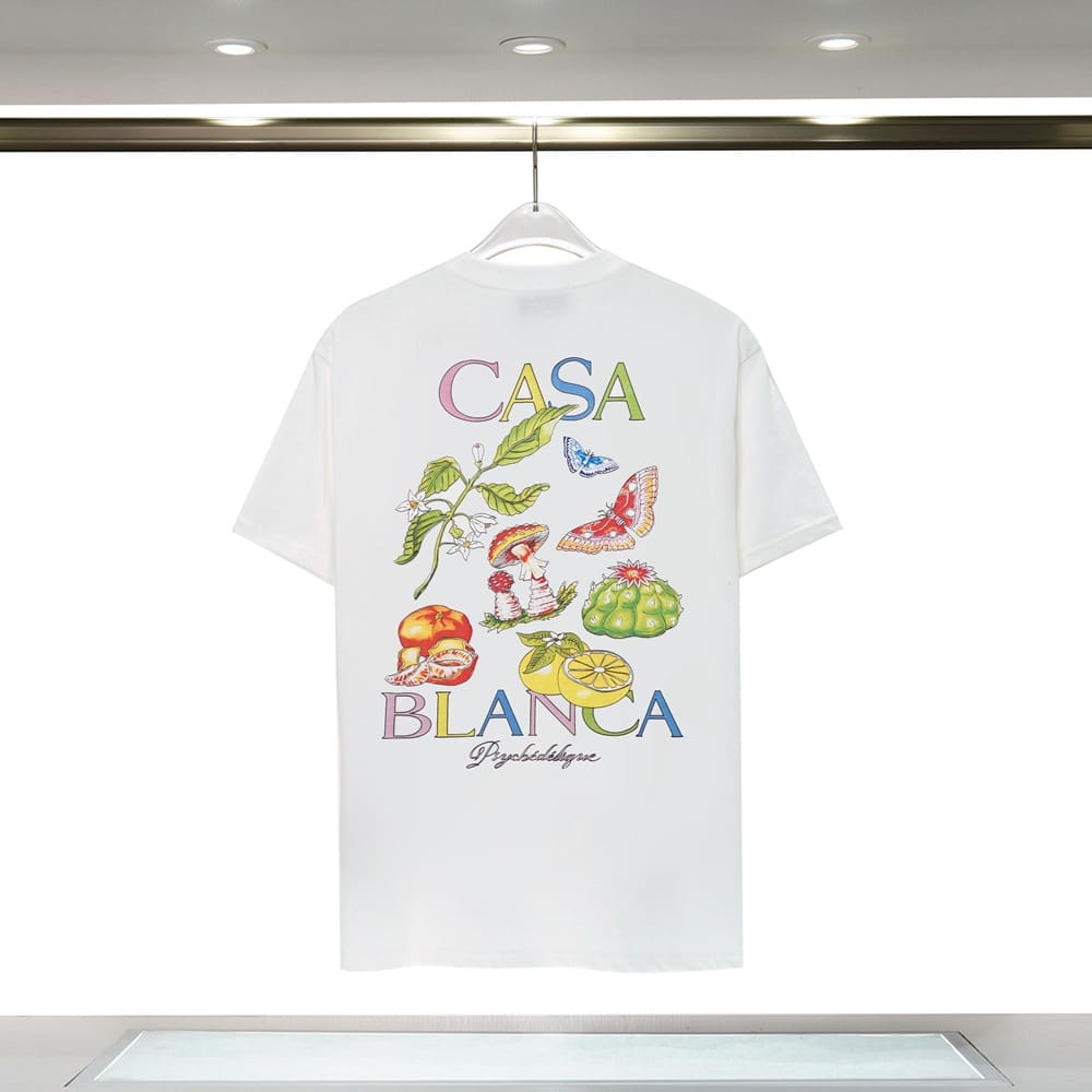 Casablanca 23ss Summer Short Sleeve T-Shirt Elbow-Sleeve Top for Men and Women