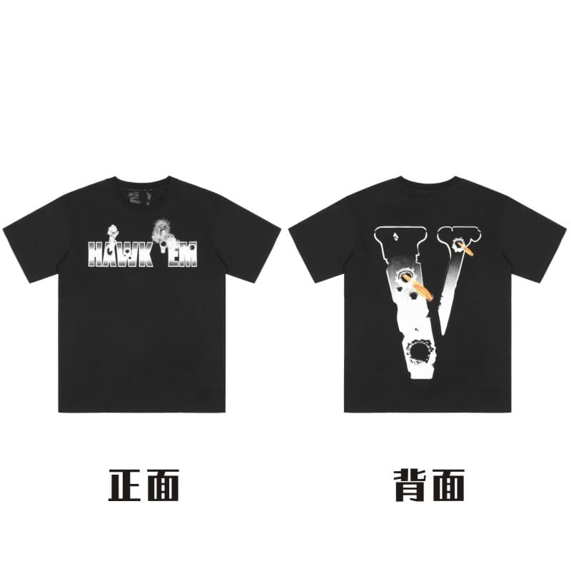 VLONE Large V Short Sleeve High Street T-Shirt Men and Women Summer Style
