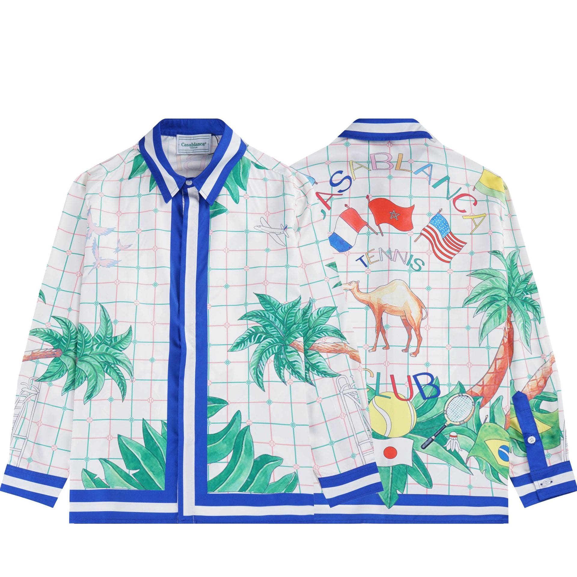 Casablanca Long Sleeve Printed Beach Shirt for Men A
