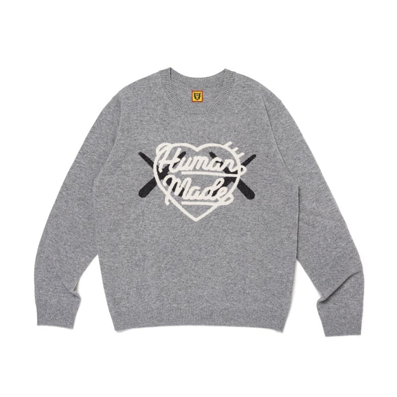 Human Made Cartoon Jacquard Sweater Niche Trendy Round Neck for Couples