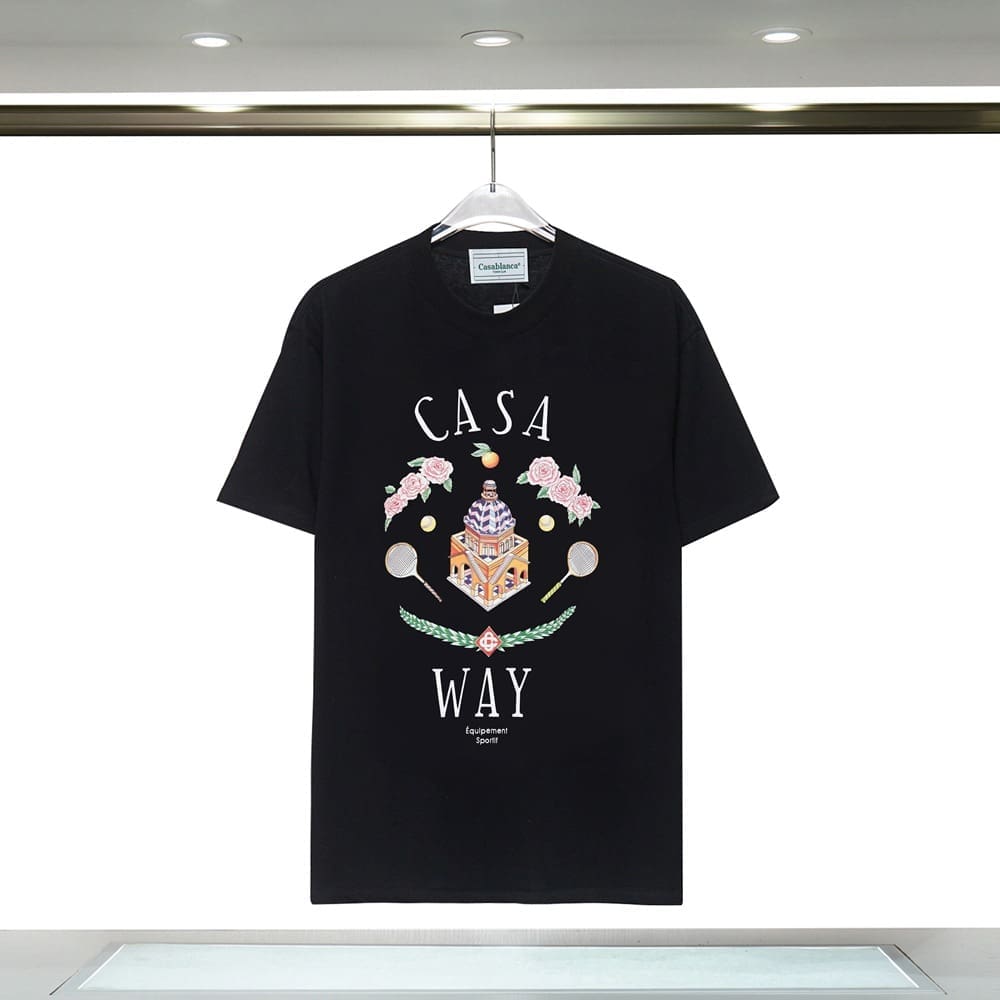 Casablanca 23ss Summer T-Shirt Elbow-Sleeve Men’s and Women’s Top