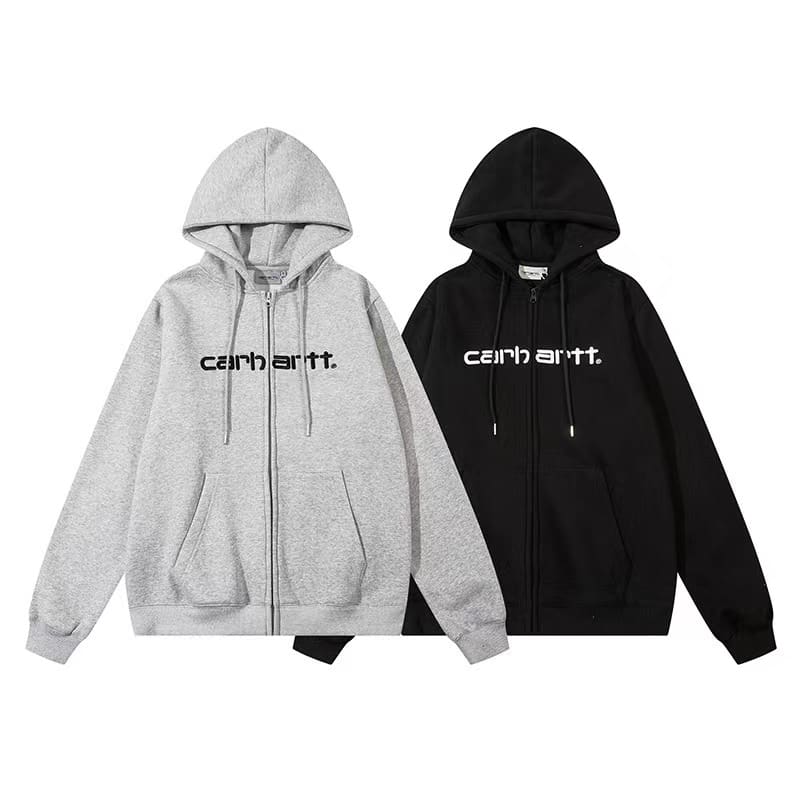 Kaha Letter Embroidered Zipper Cardigan Fleece Hoodie