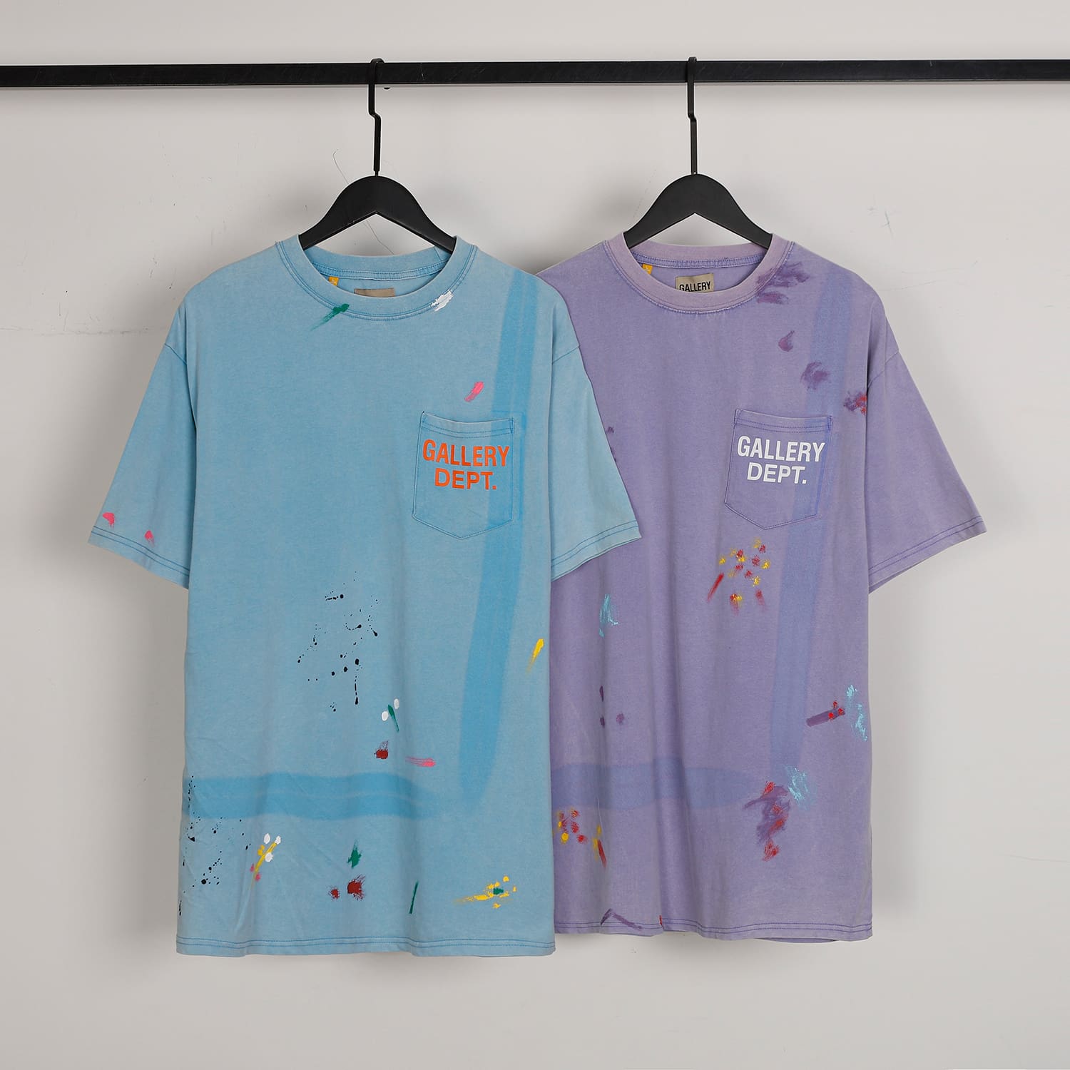 Gallery Dept Retro Paint-Splattered Graffiti Cotton T-Shirt for Men and Women