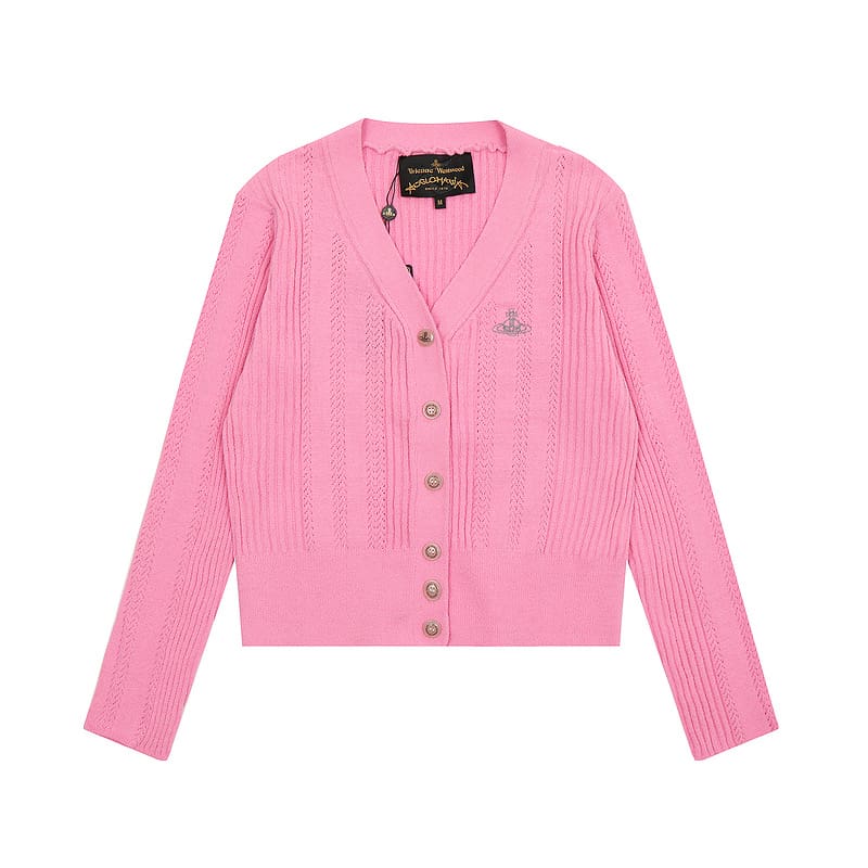 Vivienne Westwood Short V-Neck Embroidered Cardigan Sweater for Women