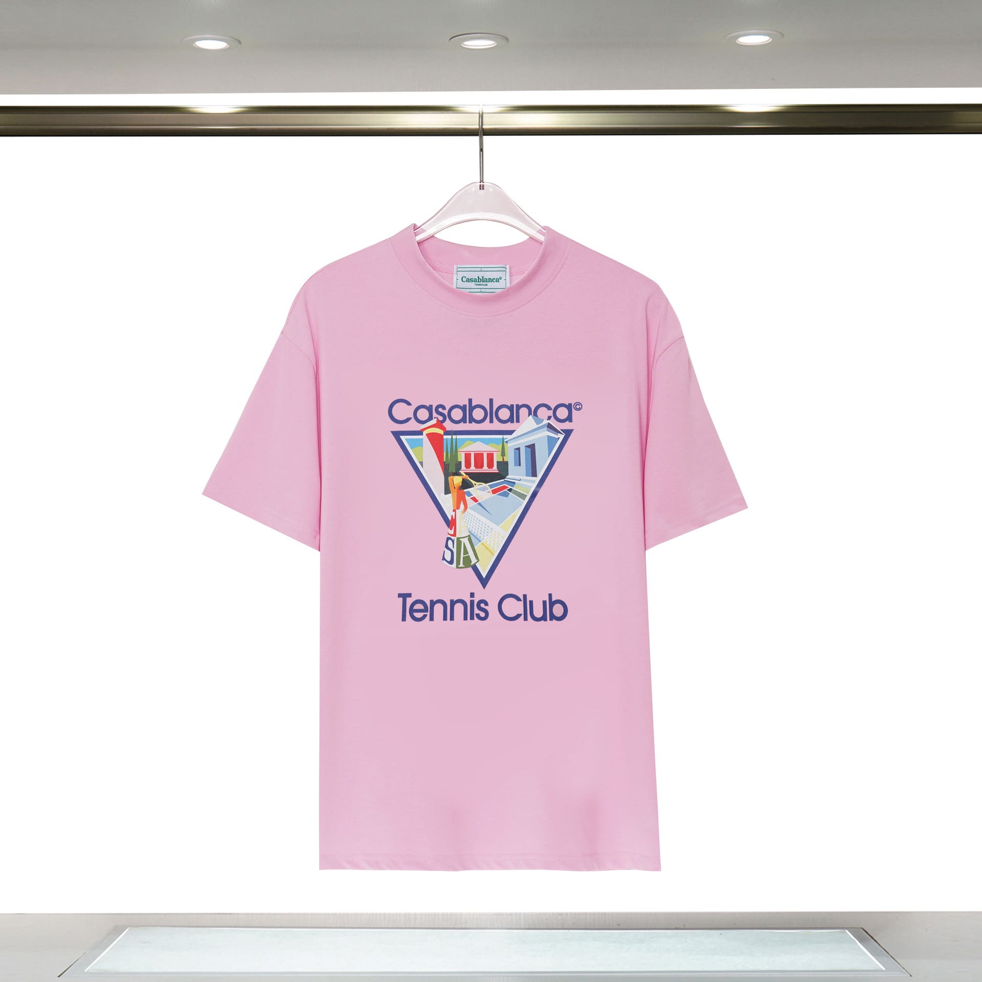 Casablanca Double Yarn Cotton Letter Print T-Shirt Trendy Style