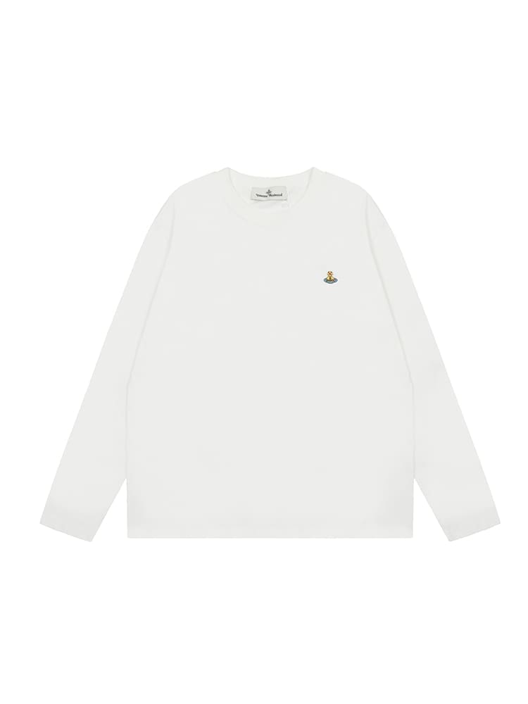 Vivienne Westwood Splash-Ink Embroidered Long Sleeve T-Shirt for Men and Women