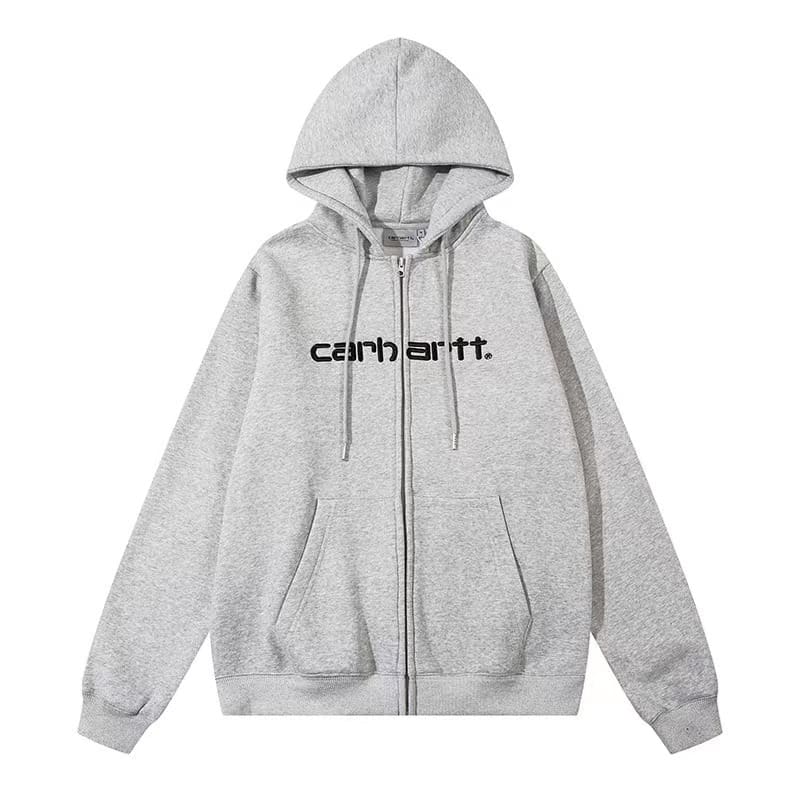 Kaha Letter Embroidered Zipper Cardigan Fleece Hoodie