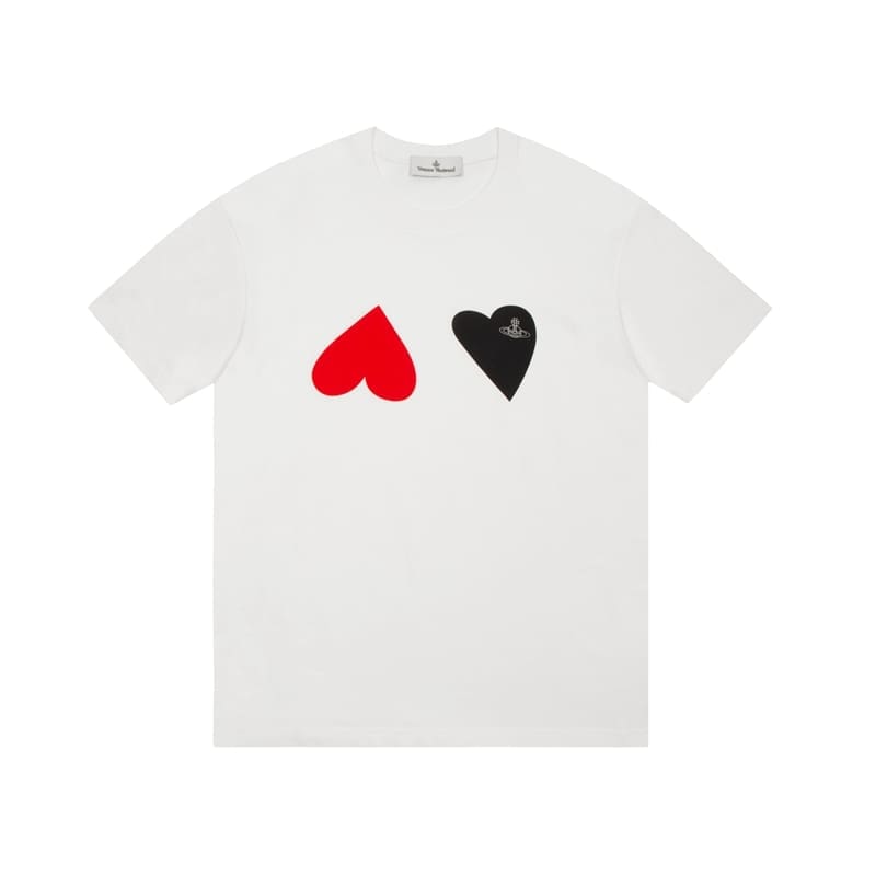 Vivienne Westwood Couple Print Embroidered Loose Cotton T-Shirt for Men and Women