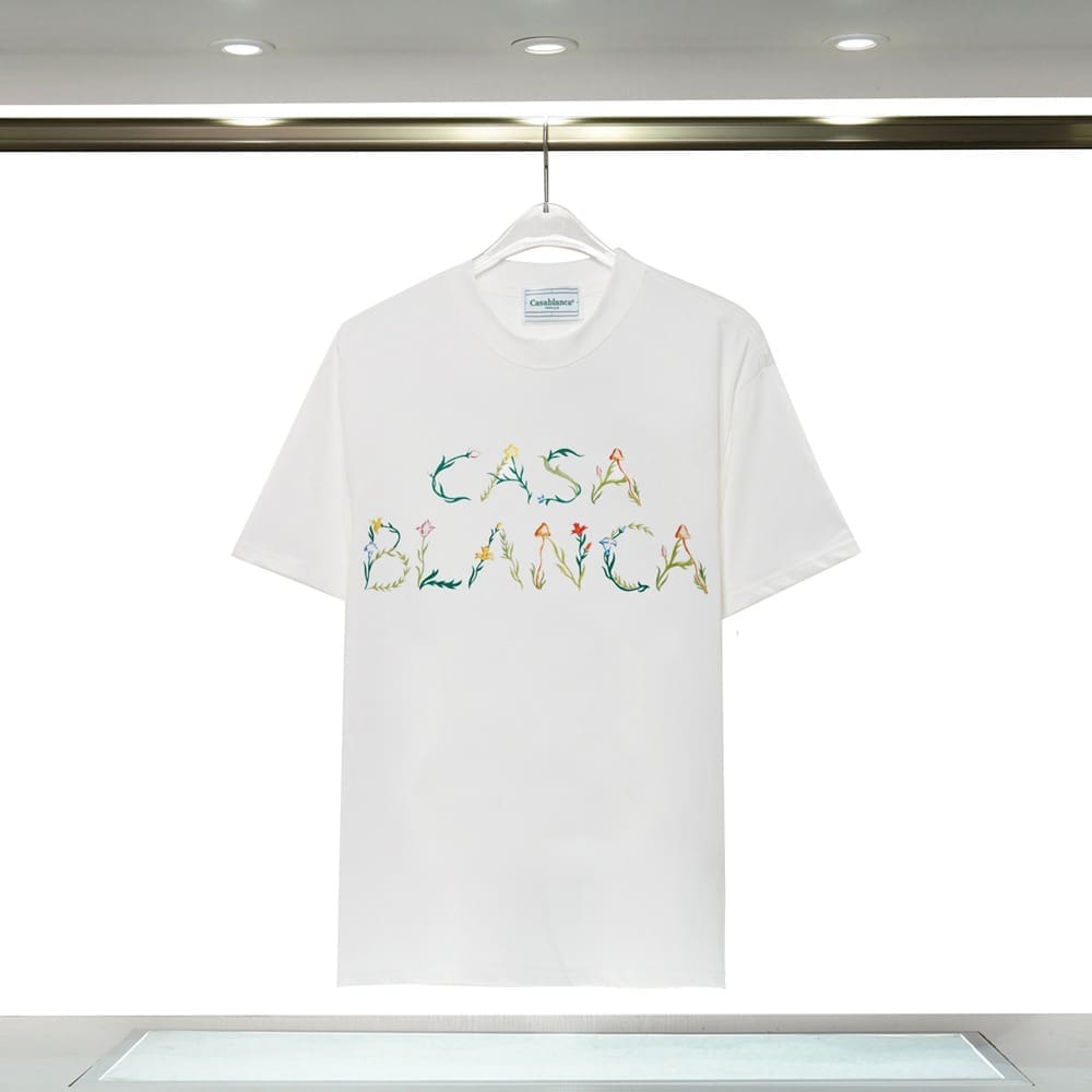 Casablanca 23ss Summer T-Shirt Elbow-Sleeve Men’s and Women’s Top