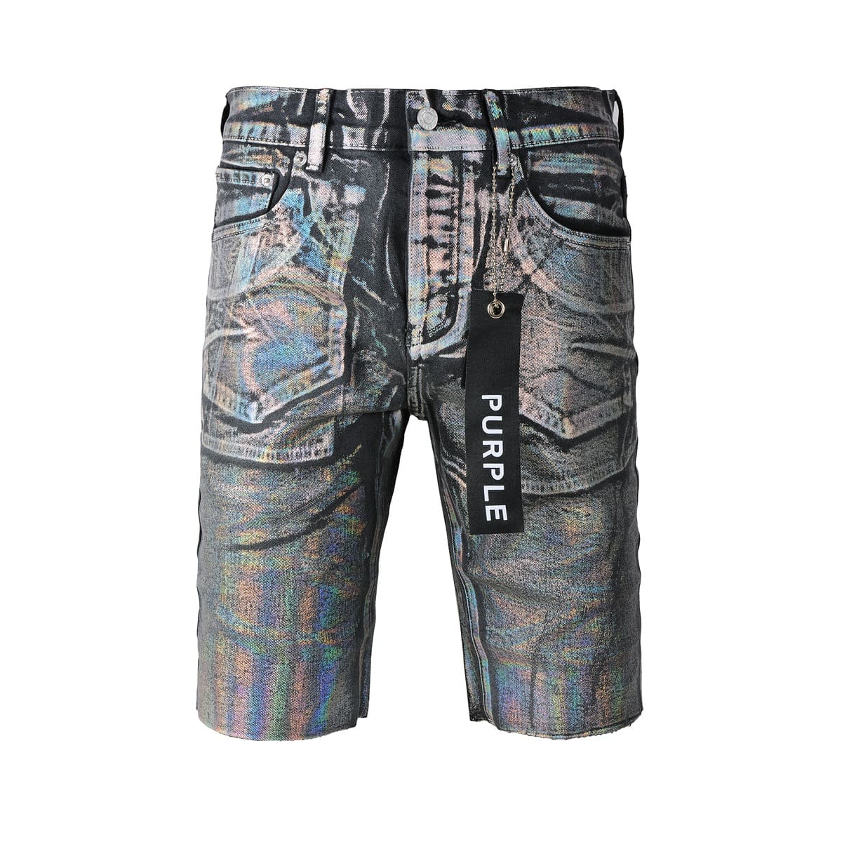 pu*re b*and denim shorts american high street silver coating 5028