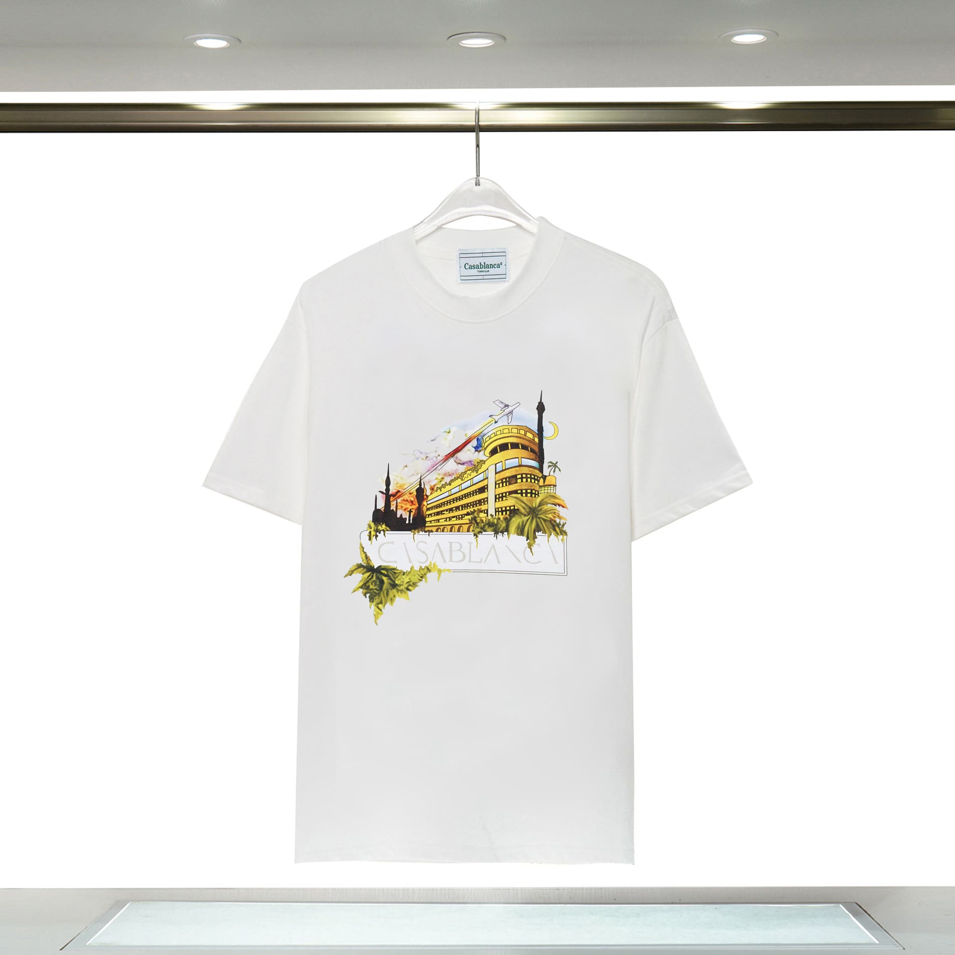 Casablanca Double Yarn Cotton Letter Print T-Shirt Trendy Style
