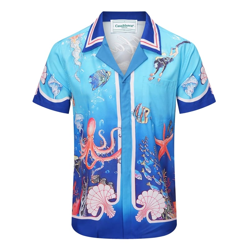 Casablanca Vacation Printed Shirt and Quick-Drying Shorts Summer Beach Set