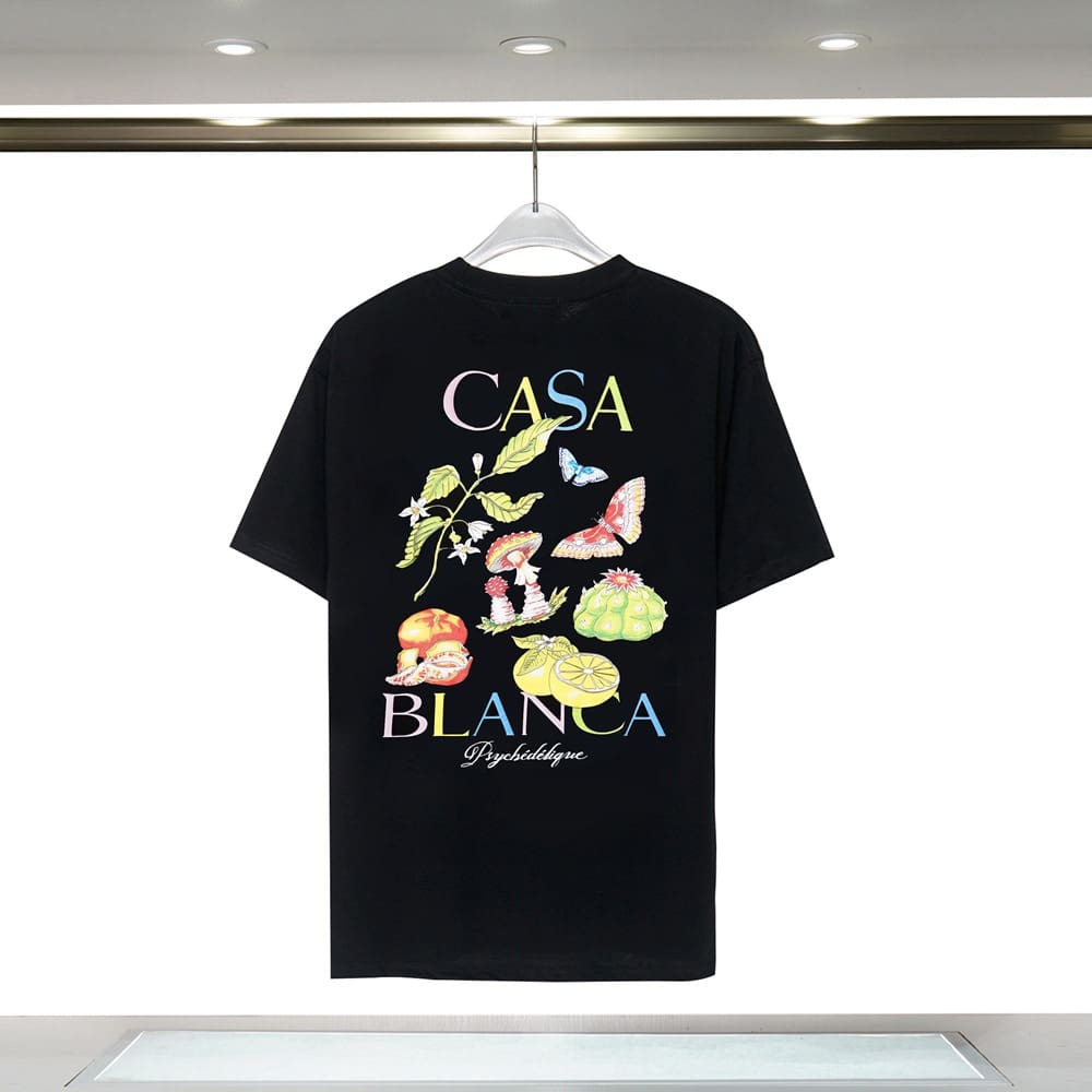 Casablanca 23ss Summer Short Sleeve T-Shirt Elbow-Sleeve Top for Men and Women