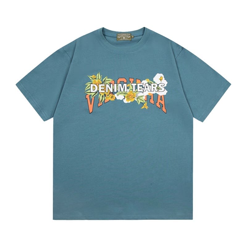 Denim Tears Hip Hop Pure Cotton Short Sleeve T-Shirt for Men and Women