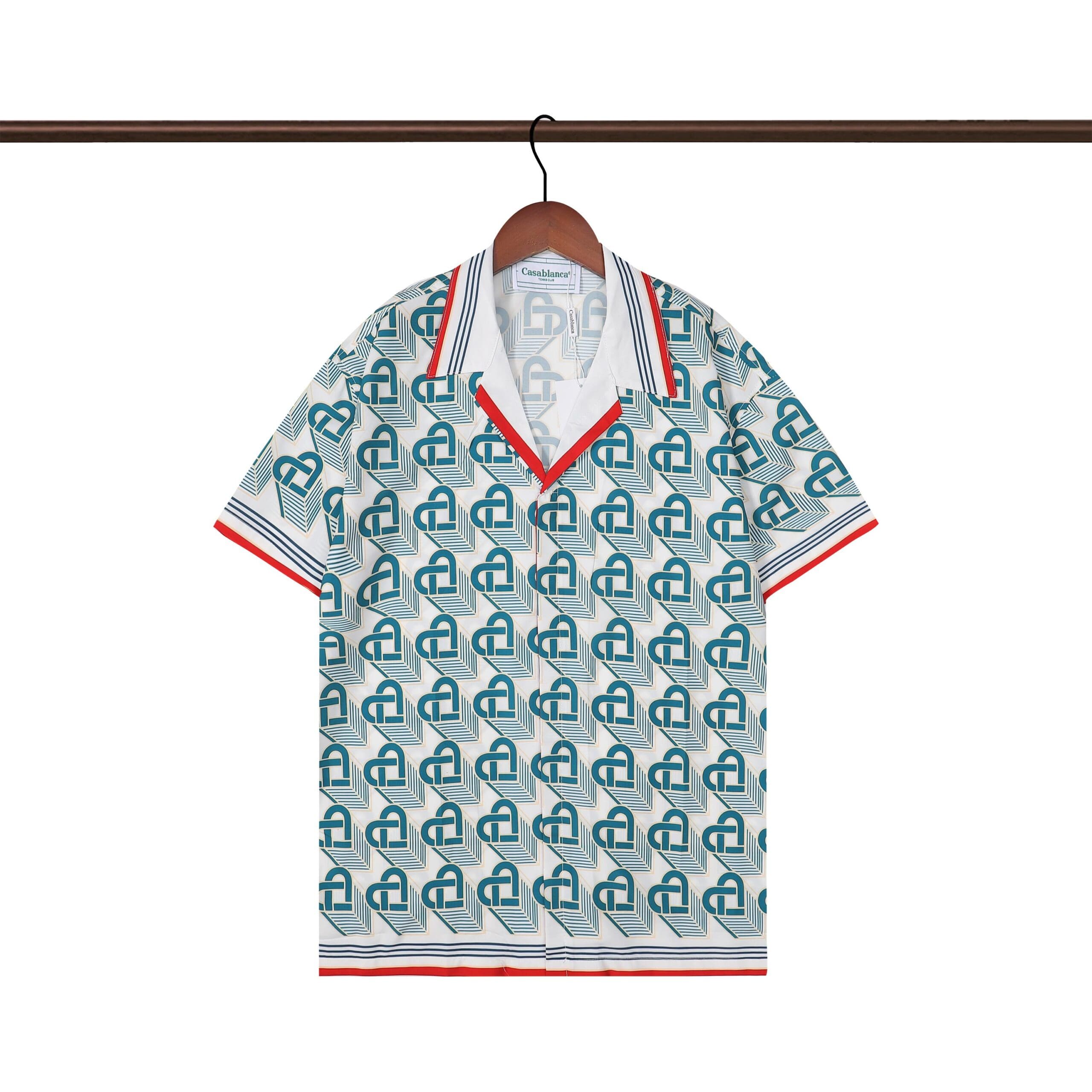 Casablanca Logo Love Full-Print Sports Casual Short Sleeve Shirt for Men and Women
