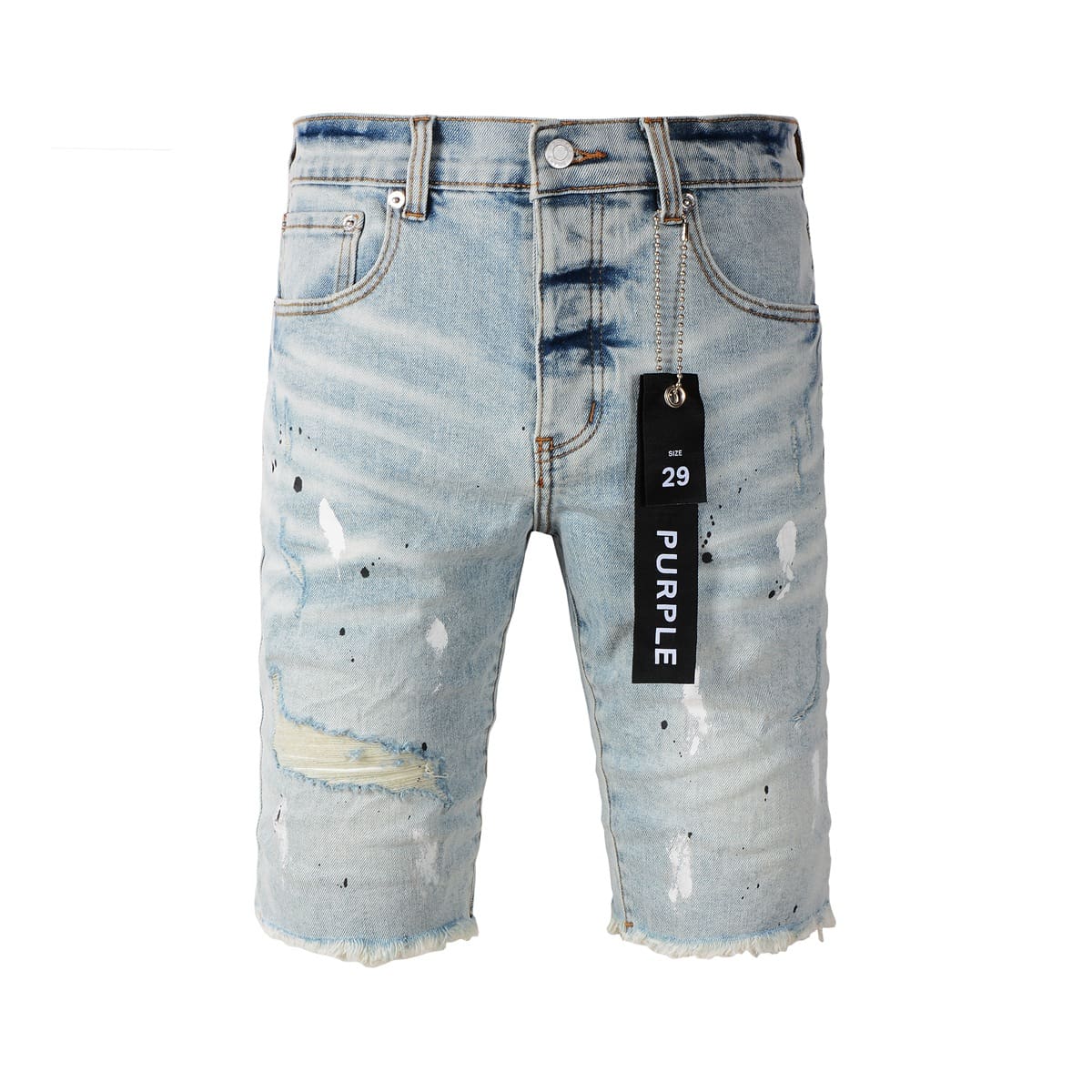 pu*re b*and denim shorts american high street blue paint spots 5006