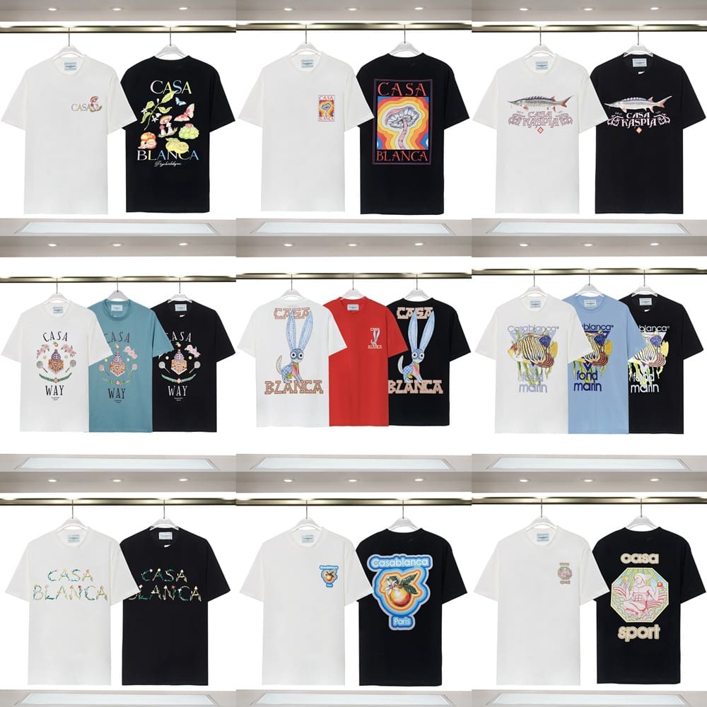 Casablanca 23ss Summer T-Shirt Elbow-Sleeve Men’s and Women’s Top