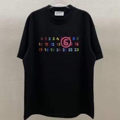 Maison Margiela MM6 Color Letter Print Heavyweight Cotton T-Shirt