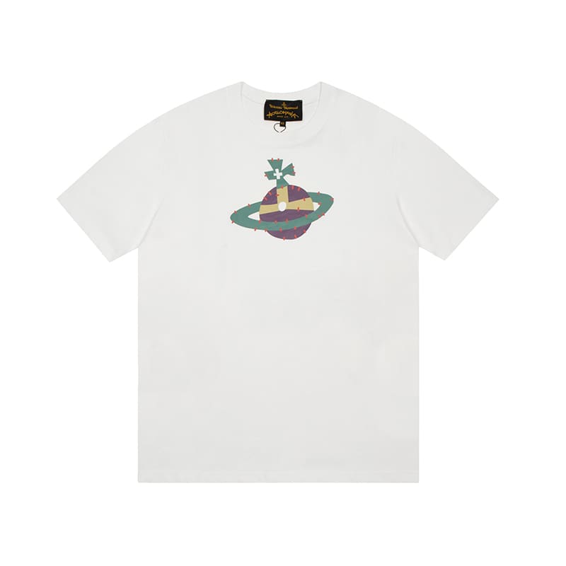 Vivienne Westwood Splash-Ink Embroidered Star Print Round Neck T-Shirt Half Sleeve