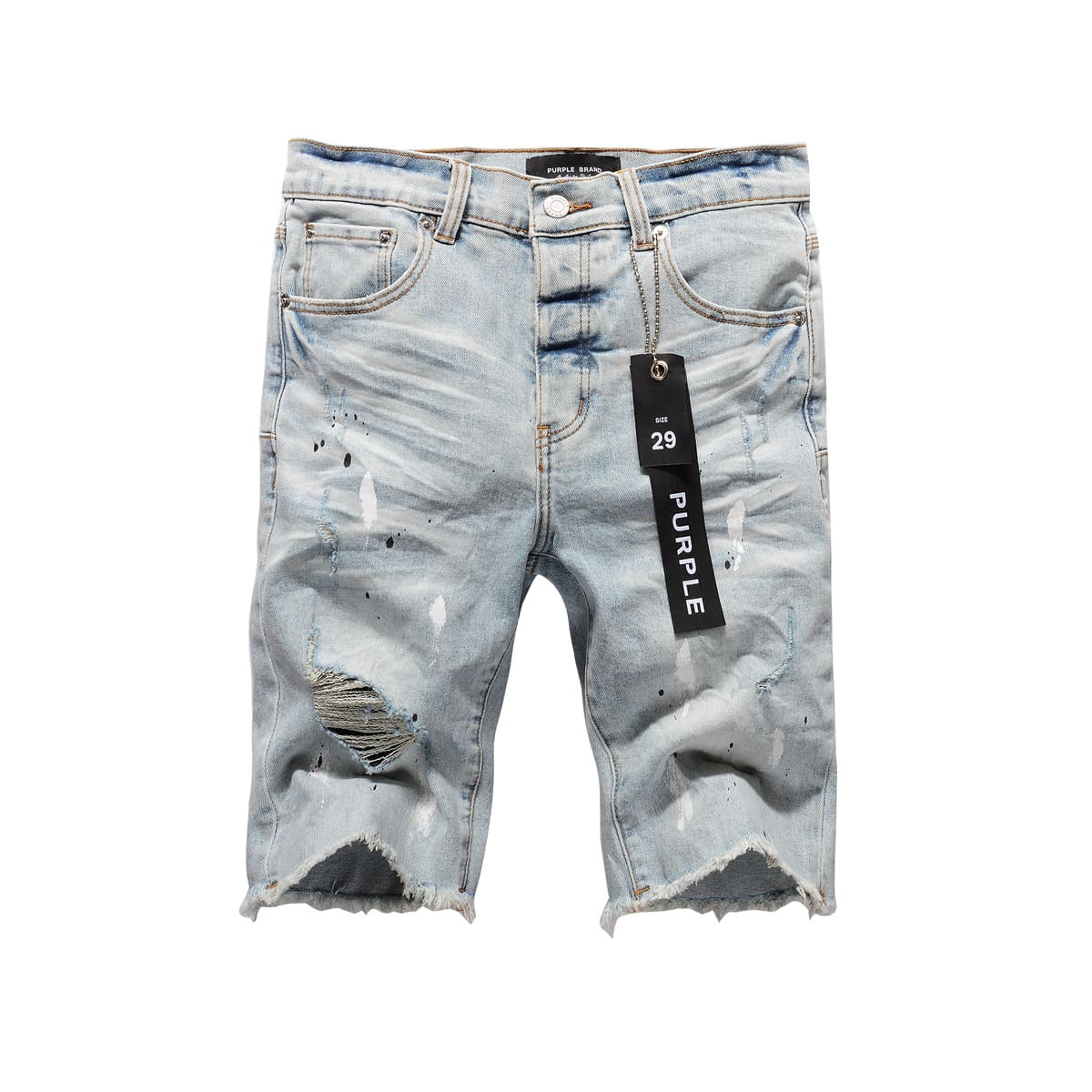 pu*re b*and denim shorts american high street blue paint spots 5006