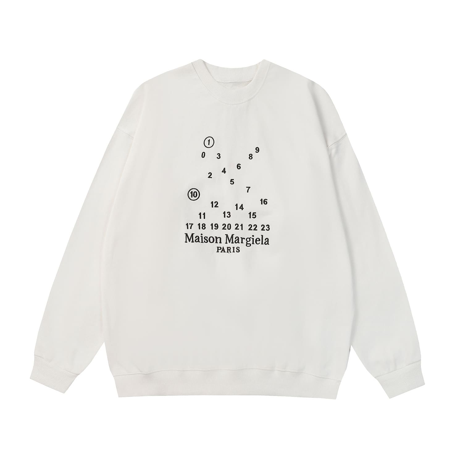 Maison Margiela MM6 Embroidered Letter Crew Neck Terry Sweater for Men