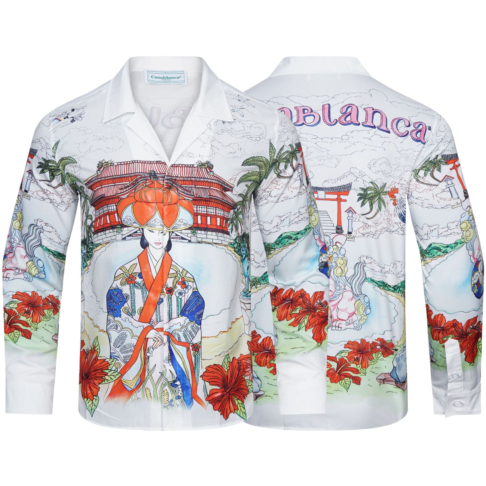 Casablanca Digital Spray Print Long Sleeve Fashion Shirt for Men