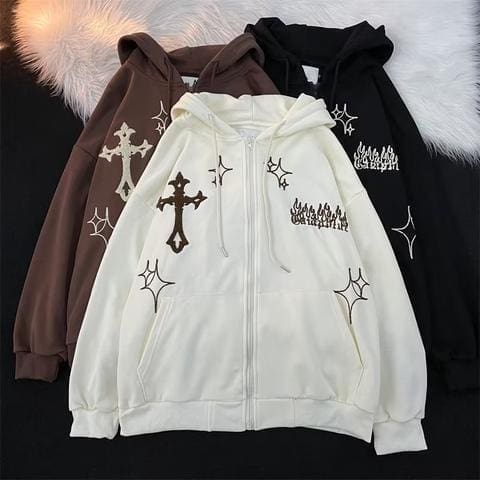 Retro Street Oversized Letter Print Hoodie Men’s Fashion Jacket