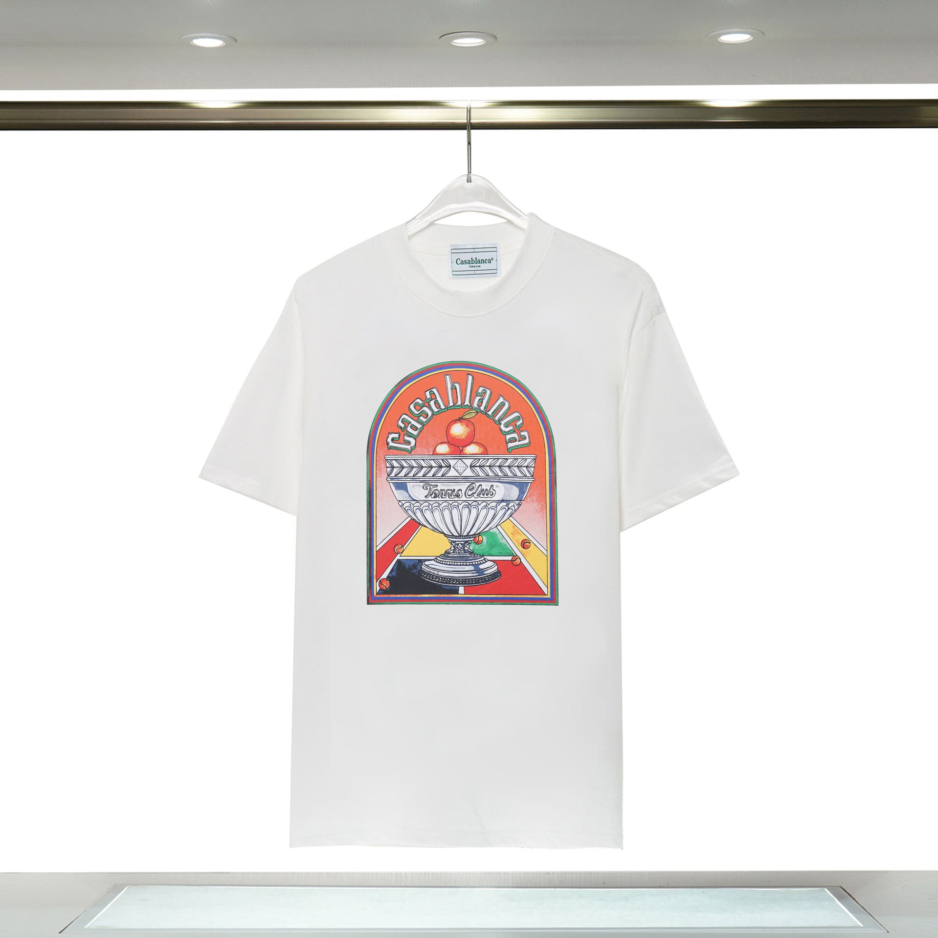 Casablanca Double Yarn Cotton Letter Print T-Shirt Trendy Style