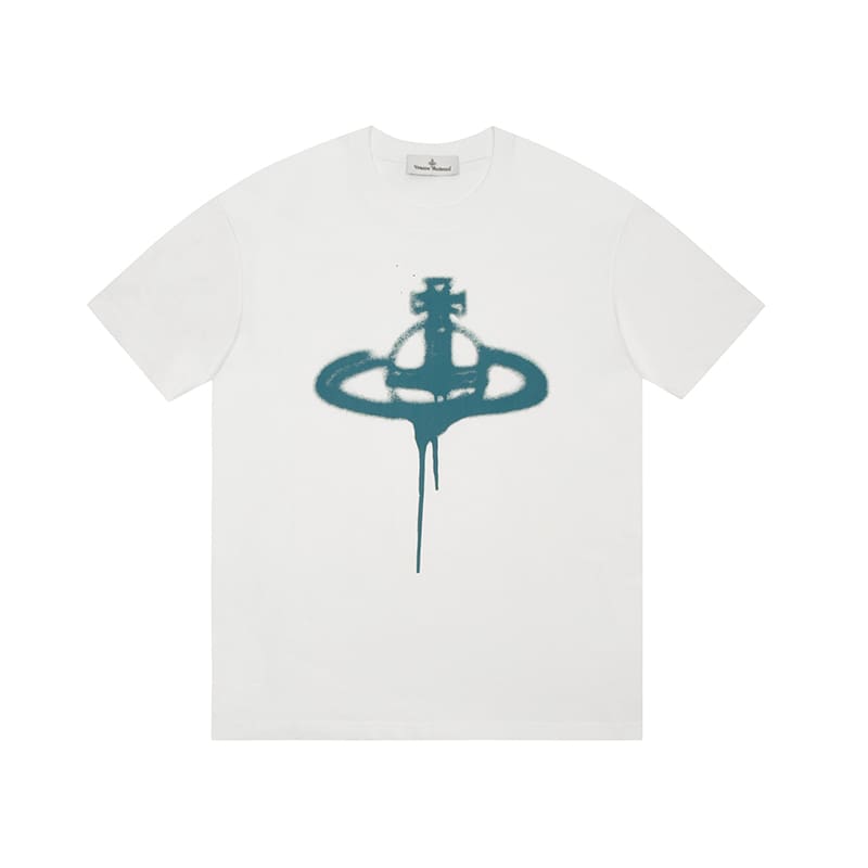 Vivienne Westwood Splash-Ink Embroidered Star Print Round Neck T-Shirt Half Sleeve