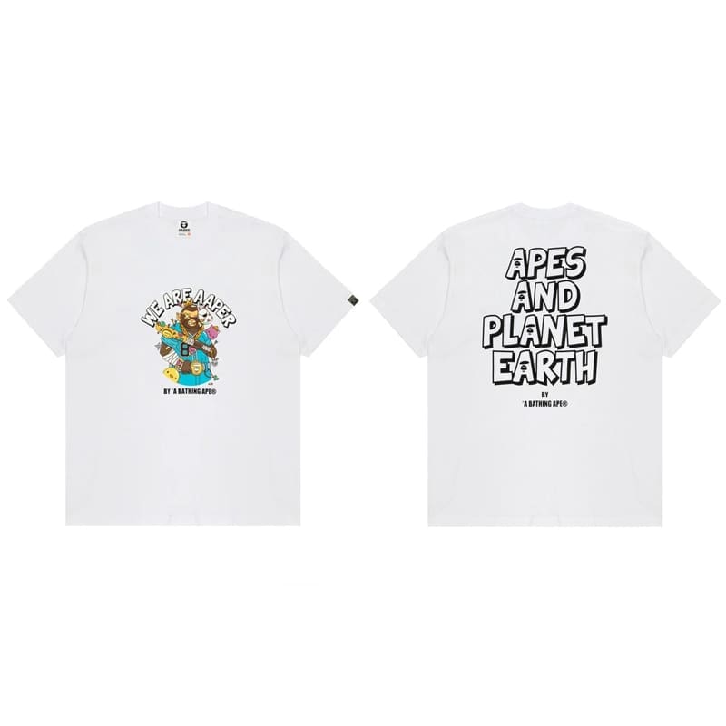 AAPE Ape Head Badge Printed Short Sleeve T-Shirt for Men and Women