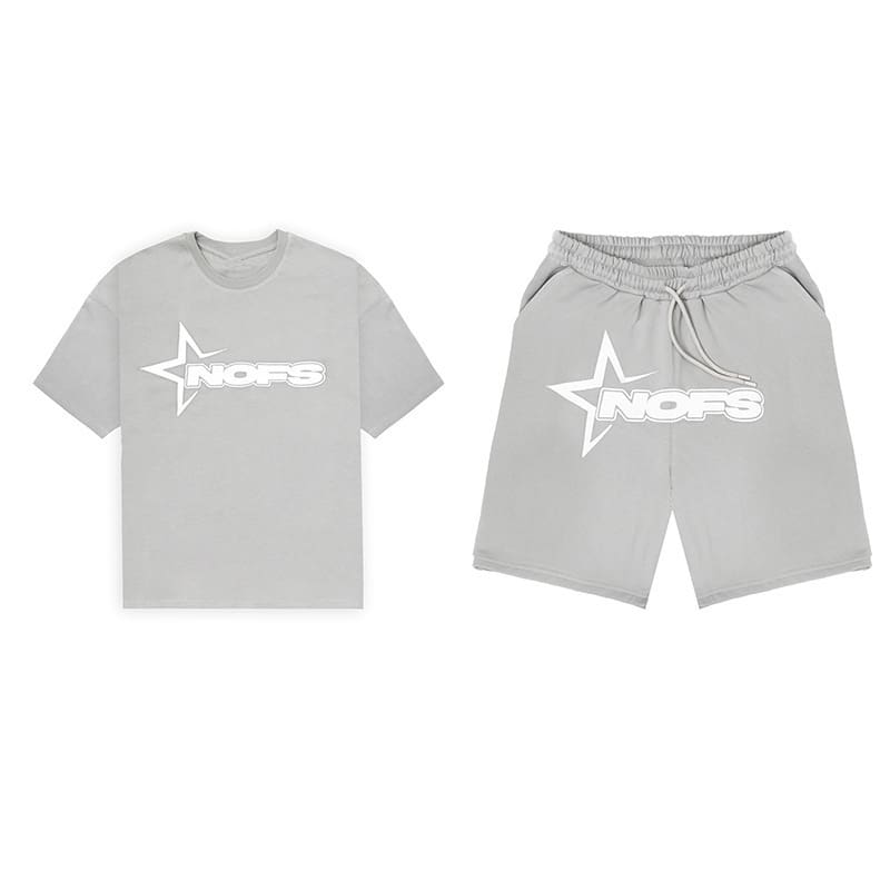 NOFS Letter Print Shorts Suit European Hip Hop Style High Street Sports Set 3