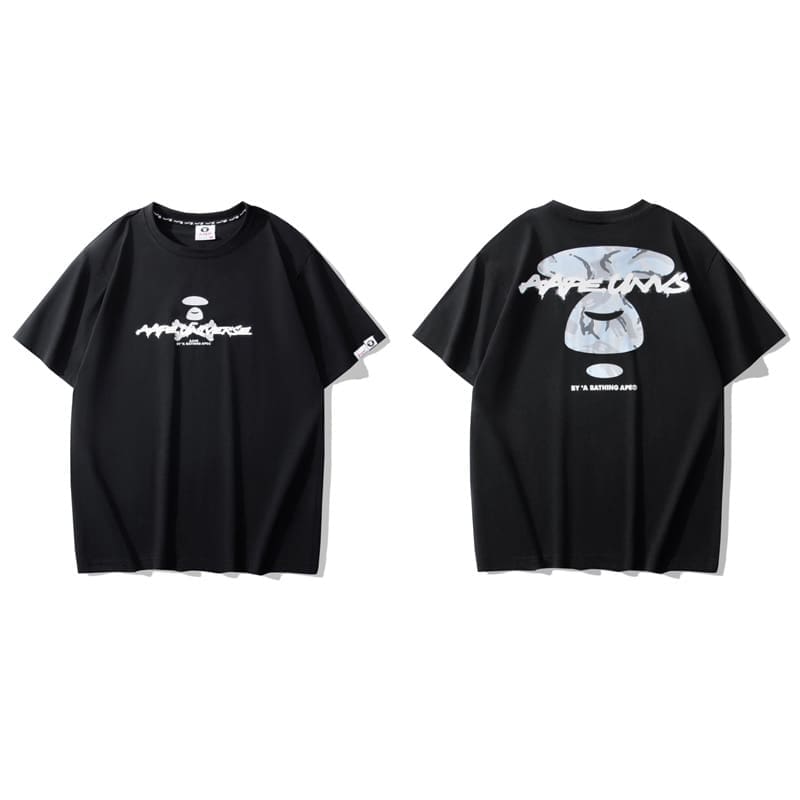 AAPE Ape Head Badge Short Sleeve Casual T-Shirt for Men and Women