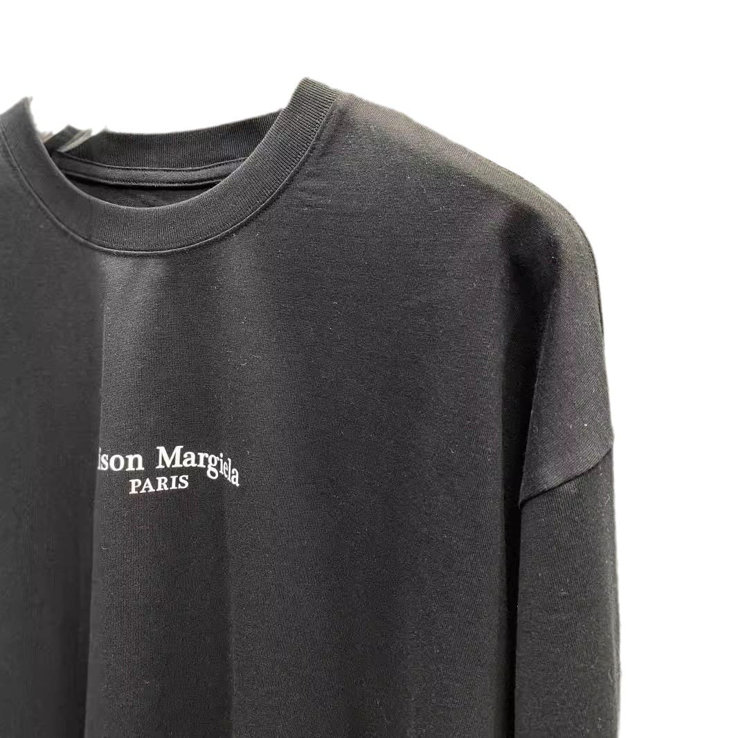 Maison Margiela MM6 Heavy Weight Letter Print Long Sleeve T-Shirt for Men
