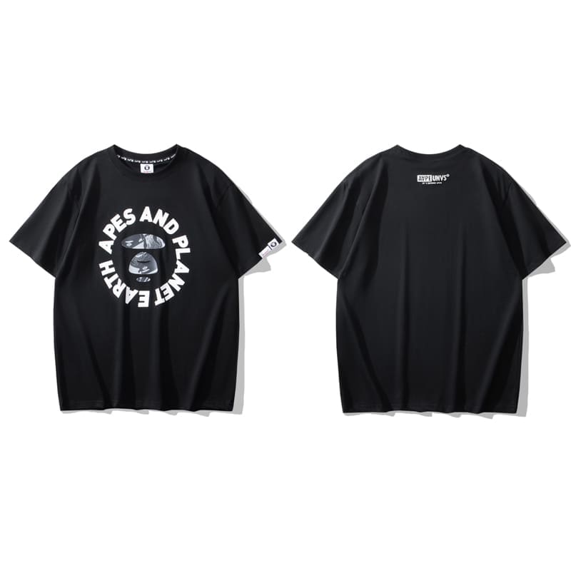 AAPE Ape Head Badge Short Sleeve Casual T-Shirt for Men and Women