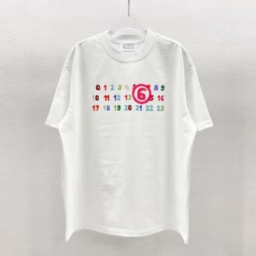Maison Margiela MM6 Color Letter Print Heavyweight Cotton T-Shirt