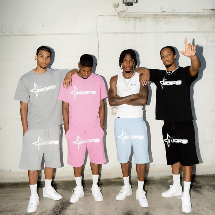 NOFS Letter Print Shorts Suit European Hip Hop Style High Street Sports Set 2
