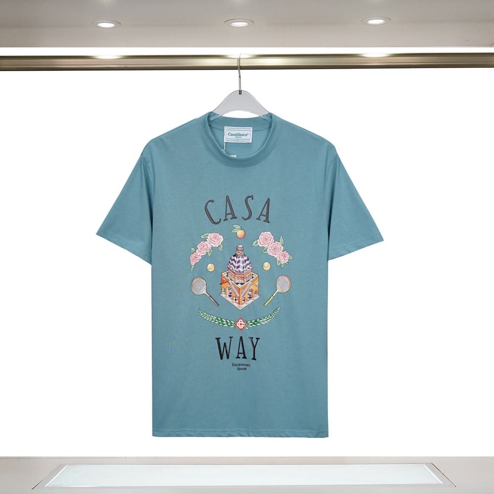 Casablanca 23ss Summer T-Shirt Elbow-Sleeve Men’s and Women’s Top