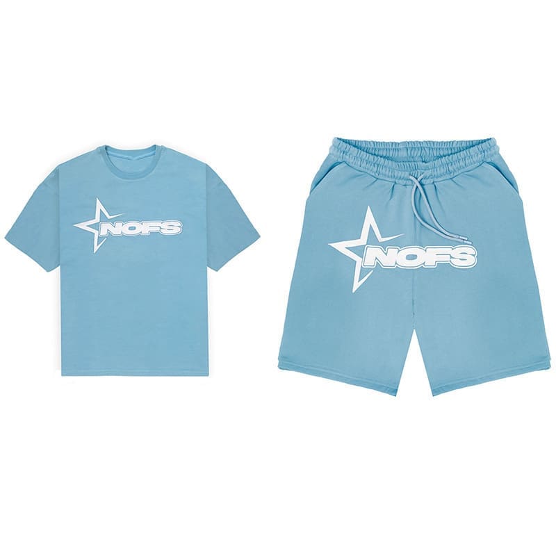NOFS Letter Print Shorts Suit European Hip Hop Style High Street Sports Set 2